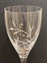 Lenox Clear Wine Glass With Satin Vine Cut Etching 9.25” Height, 3.25” Diameter