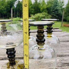 Vintage Roemer Green Stacked Bubble Stem Etched Grape Vine Wine Glass Set of 5