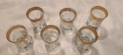 Set 6 Cristalleria Fratelli Fumo Crystal 24k Gold Rim Shot Glasses – Good Condtn