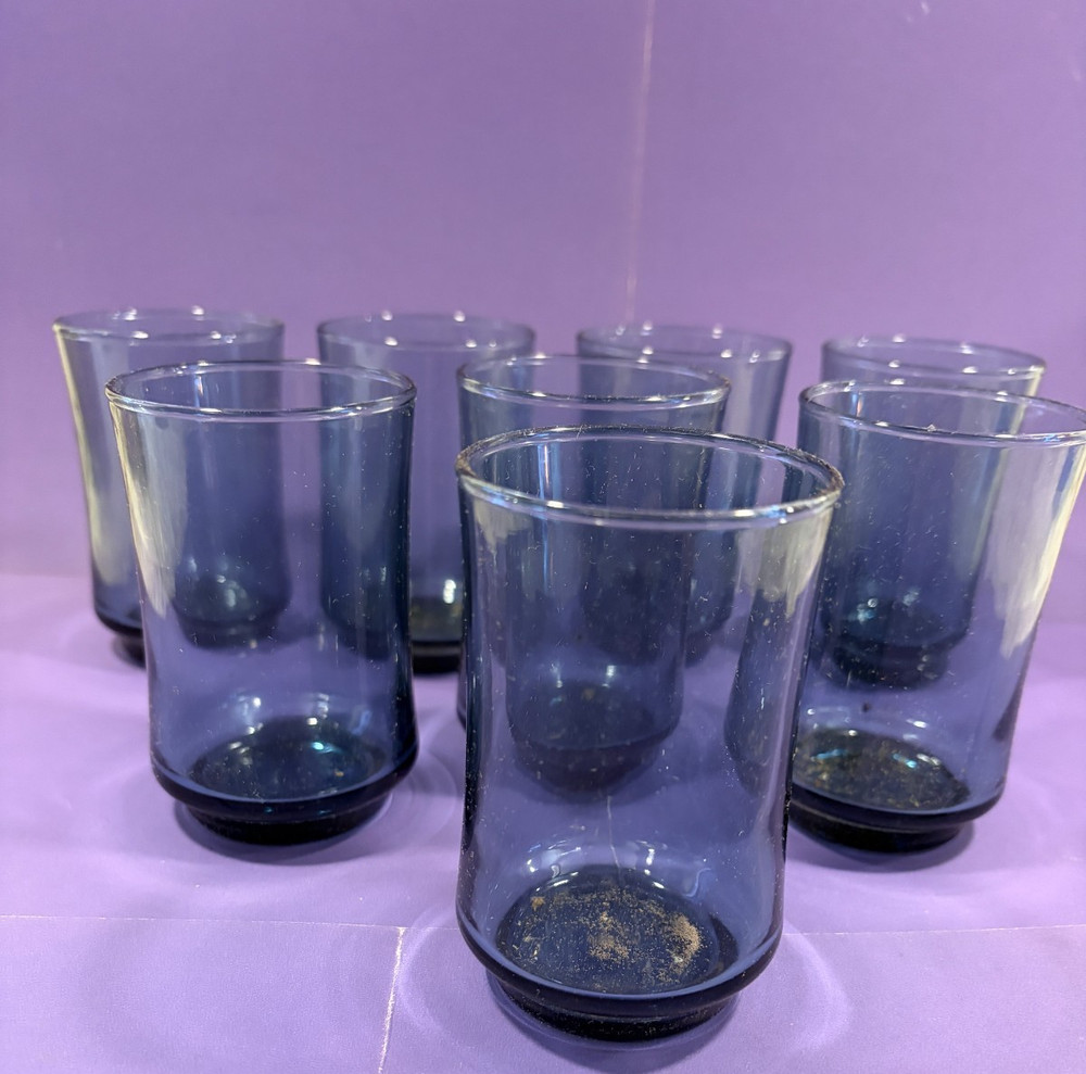 Vintage Libbey Bolero Blue Juice Glasses Set of 8 Never Used 6 Ounce, 3 3/4″