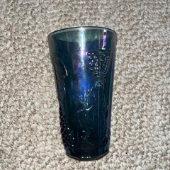 4 Vintage Indiana Glass Harvest Grape Iridescent Blue Carnival Tumblers 5 3/4”