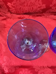 NIB’s FLAWLESS Blue BACCARAT France Two VEGA Crystal FORTISSIMO WINE RHINE Glass