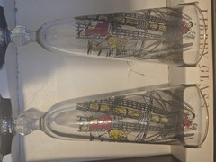 1950s Libbey Glass Hostess Box Set of 8 Treasure Island Pirates Cocktail Glasses
