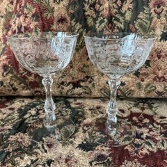 Meadow Rose Clear Collection by Fosteria Crystal 6oz Blown Glass 2 Tall Sherbert