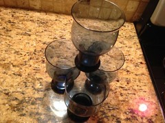 Lenox Clarion Blue Stem Glassware (1) 12 oz. & (3)  16 oz Goblet..