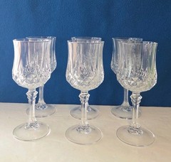 Vtg Set of 6 Cristal D’Arques Longchamp Wine Glasses – 24% Lead Crystal France