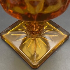 Indiana Glass Amber Park Lane Goblet Drinking Glass 2pc Set 1968-1987 USA 8oz