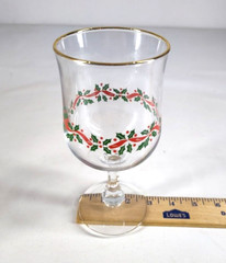 Mixed Set Of 2 Different Styles Of Libby Holly Berry Wine Goblets Stem Glasses