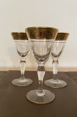Glastonbury-Tiffin Minton Set of 3 Vintage Gold Encrusted Trim Cordial Glasses