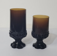 Franciscan Madeira Tiffin Goblet Glass Footed Smoke Brown VTG 6.75″ H & 5.5″ H