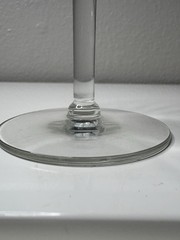Clear Glass Stemmed Wine Goblet, Etched Floral Pattern Drinking Glass