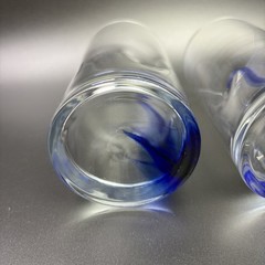 LIBBEY Crisa Blue Ribbon Dimpled Twist Swirl 6″ Glasses 16 Oz EUC, SET OF 2