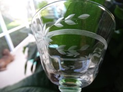 Weston Clear Crystal Green Stem Liquor Cocktail Grey Cut Flower Horizontal Band