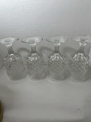 Vintage Set4” 8oz” ANCHOR HOCKING WEXFORD Claret Wine Glasses 6 1/2” Pressed