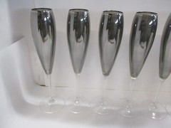 Set of 6 Silvertone Chamagne Glasses Flutes