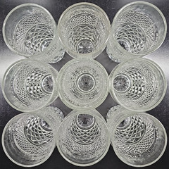 9 Anchor Hocking Wexford 10 Oz Tumblers Vintage Clear Diamond Cut Etch Retro Lot