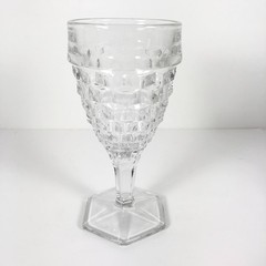 Fostoria American Wine Water Goblet Clear Glass Hexagon Foot 7”