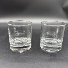 Pair of 2 Krosno Old Fashioned Heavy Bottom Air Bubble Glasses