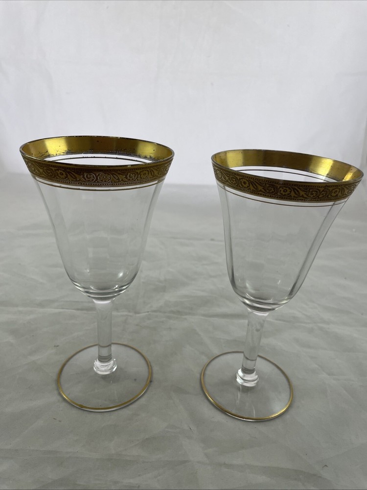 Tiffin Franciscan Minton Gold Rim Water Goblet 7″ Optic