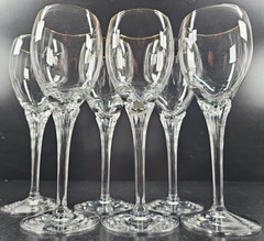 6 Lenox Erin Gold Trim Wine Glasses Set Vintage Crystal Clear Embossed Stems Lot