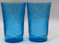 Pagoda Laser Blue by Anchor Hocking Set of 6 Retro MCM Glasses 5 oz Flat Tumbler