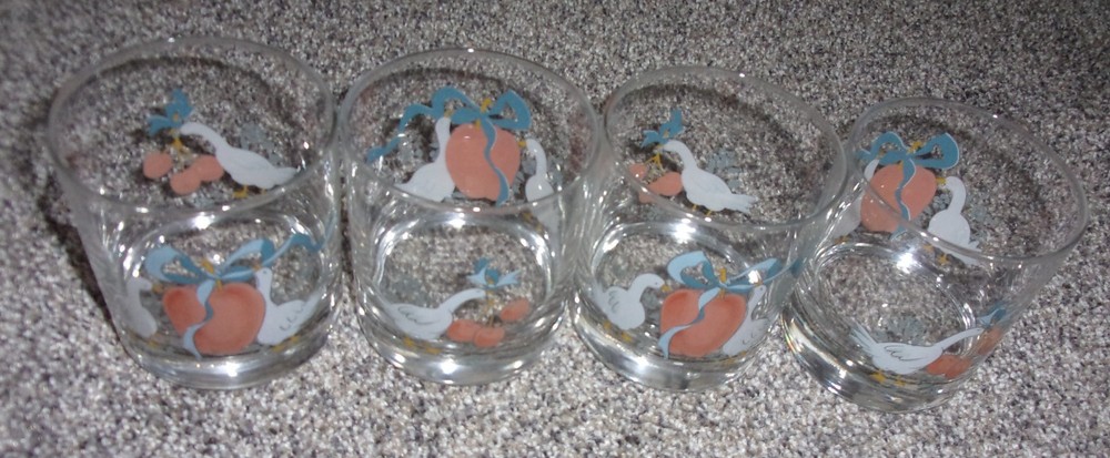 4 INTERNATIONAL CHINA MARMALADE GEESE ROCK GLASSES