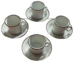 VTG Dansk Designs Mug Set 8 Piece Cup Saucer Epoch Brown Norway Swedish MCM EUC