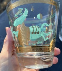 Set of 4 Fred Press Aqua Blue & Gold Lowball Cocktail Glasses – Trojan Horse