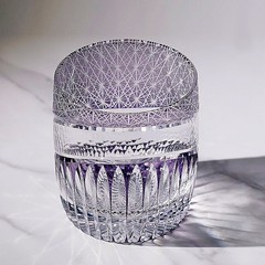 9oz Crystal Glass Rocks Whiskey Glasses Old Fashioned Glass Cut Diamonds Purple