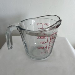 Anchor Hocking 1 Cup Glass Measuring Cup Red Letters Made in USA Vintage 696