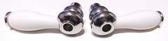 RARE DESIGN – (2) REPLACEMENT CERAMIC + METAL HEAVY FAUCET HANDLES