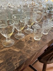 Vintage Smalandshyttan Sweden Crystal Copper Wheel Etched Floral Glasses MCM