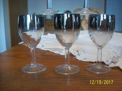 Silver Trimmed Roly Poly Design Vintage Small Short Stemmed 5 Wine Goblets