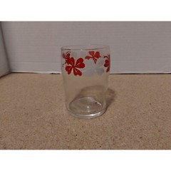 Libbey Glass Heat Treated Bounce Tumbler Red White Shamrock Clover Flower Glass