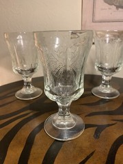 Vintage Indiana Glass Recollection Clear Water Goblets, Federal Madrid Set Of 3