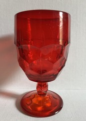 Vintage Martinsville Viking Glass Georgian Goblet Wine Water Ruby Red VGC