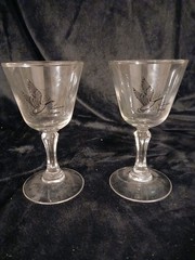 2 Vintage Canada Goose Wine Cordial Glasses Federal Glass Company 4oz Barware