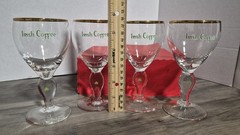 Irish Coffee Glasses Set of 4 Gold Rim Shamrock Design Decorative Glass