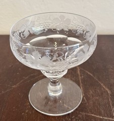 Vintage Set 5 Val St Lambert Vignes Crystal Tall Sherbet Champagne Glasses 4”H