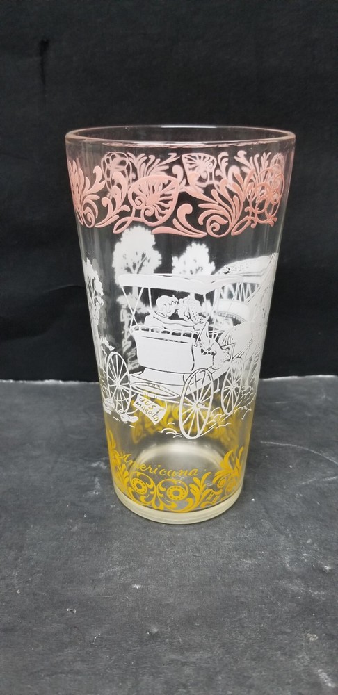 VTG HAZEL ATLAS HONEYMOONING AMERICANA GLASS TUMBLER 5 3/4″