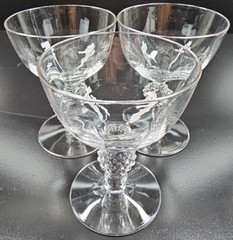 3 Morgantown Golf Ball Clear Low Sherbet Set Vintage Optic Bowl Stemware MCM Lot