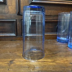 ANCHOR HOCKING 4 – 14oz REFLECTIONS LIGHT BLUE 10 PANEL GLASS TUMBLERS 5 7/8″