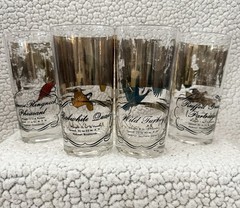 Les Kouba WILD FOWL GOLD GLASS HIGH BALL/TUMBLERS set of 8