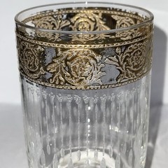 CULVER Starlyte 3 Highball Cocktail Glam Glasses Ornate 22K Gold Bands MCM VTG