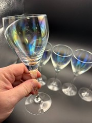 Bohemia Iridescent Crystal White Wine Glasses Long Stem – Set of 5