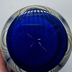 Steven Correia Pulled Feather Blue Iridescent Tumbler Glasses Set of 4- 4 7/8″H