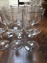 SET OF SEVEN LENOX CRYSTAL MOONSPUN WATER GOBLETS PLATINUM TRIM