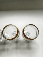 Cellini 24K GOLD Trim Etched Blown Crystal Wine Glasses Set of 4 Italy