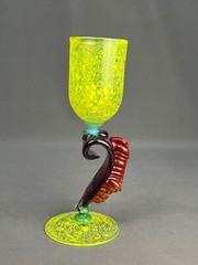Hand-Blown Glass One-of-a-Kind Designer Multi-Color 9 1/2″ Wine or Water Goblet