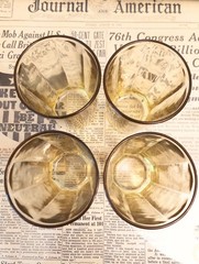 Vintage Hazel Atlas Mt Vernon Yellow Panel Glass Drinking Tumblers 5” Set of 4